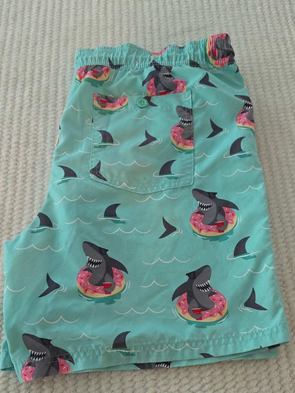 No Boundaries Shark Donut Print Swim Shorts